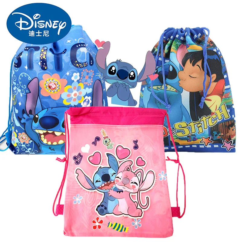 New Anime Stitch Bundle Pocket Kawaii Lilo & Stitch Storage Bag Cartoon Non Woven Drawstring Bag Children Party Gifts