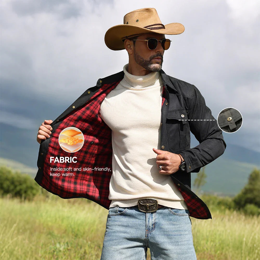 Vestes pour hommes, printemps, chemise doublée en flanelle, manteau, veste décontractée à boutons-pression, style cowboy occidental, haut de haute qualité, taille US