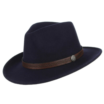 Western Cowboy Hat for Men and Women, Wide Brim Fedora Jazz Hats, Cowgirl Hat with Belt, Autumn and Winter