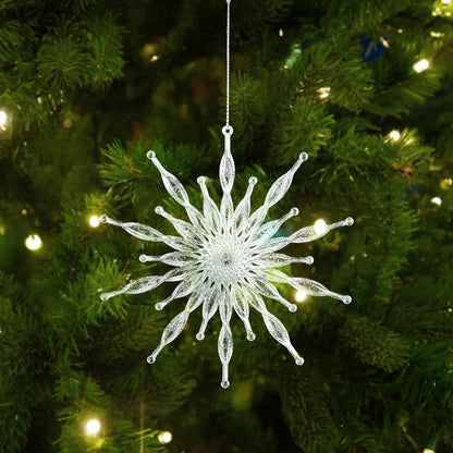 Arbre de noël Transparent flocon de neige suspendus ornements pendentif acrylique 2025 décoration de noël pour la maison cadeaux Navidad nouvel an 2026