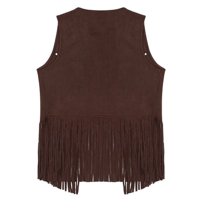 Gilet de cow-boy Western Halloween pour homme, en similicuir suédé, à pampilles et rivets, pour le motocyclisme, les raves, les fêtes et les boîtes de nuit