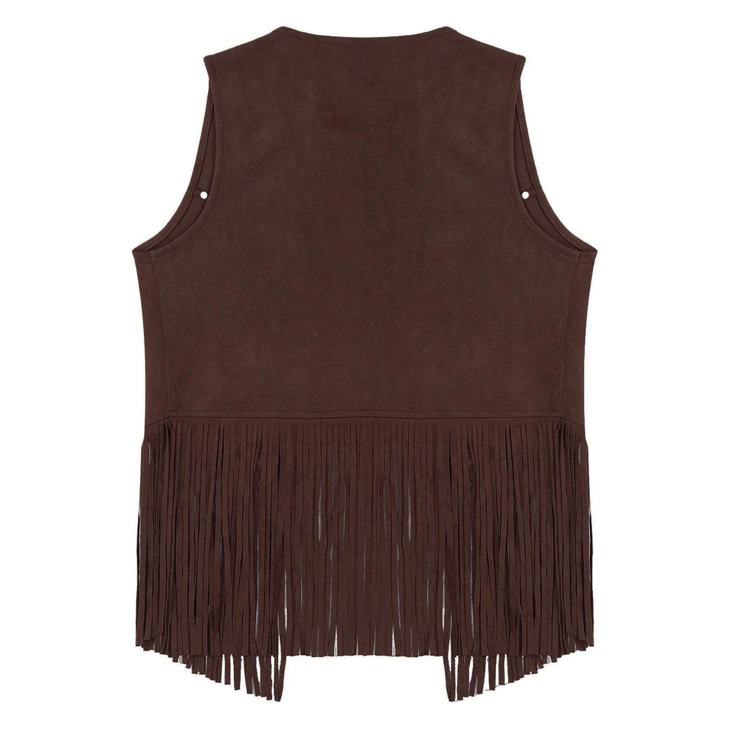 Men Halloween Western Cowboy Cosplay Costume Faux Suede Tassel Rivets Vest Waistcoat Motorcycling Rave Party Nightclub Outerwear