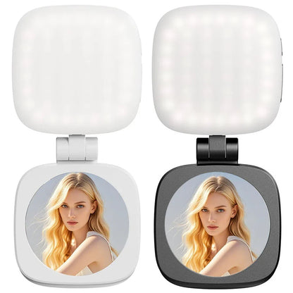 Magnetic Phone Selfie Light Mobile Phone Fill Light with Mirror Folding LED Phone Fill Light Rechargeable for Makeup Photography