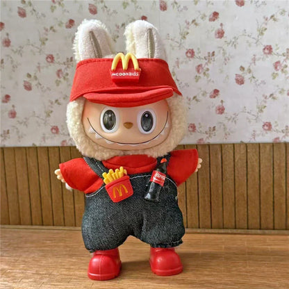 Tenue de travail Vêtements pour poupée Labubu Mode Café Fast-food Frites Hamburgers Tenue Vêtements Accessoires Cosplay