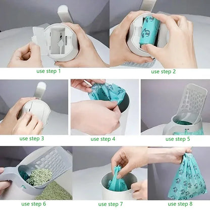 All-in-one cat litter scoop, for pet filter, clean toilet, lazy person's waste picker, cat litter box, accessory, pet products