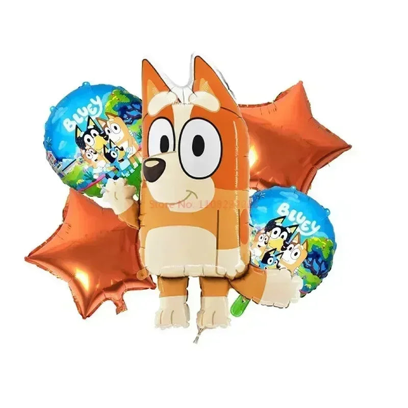 Moose Cartoon Bluey Famille Ballon en Aluminium Jeux Jouets Bleus Oranges Kit de Décoration de Ballons Bluey Fournitures de Fête d'Anniversaire Cadeaux Jouets