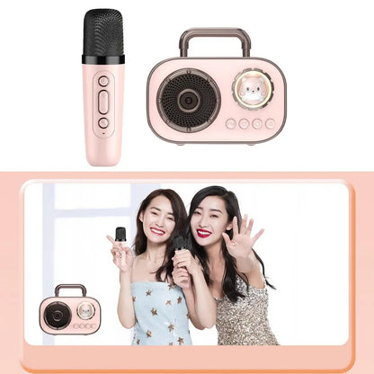 Kids Karaoke Machine Mini Wireless Karaoke Machine With Microphone Long Battery Life Rechargeable Audio Supplies With Dual Mic