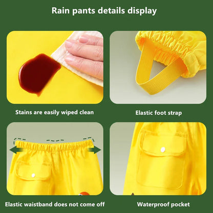 Waterproof Girls Boys Pants Toddler Kids Rain Pants Windproof Mud Trousers Kids Cartoon Dinosaur Unicorn Children Rain Pants