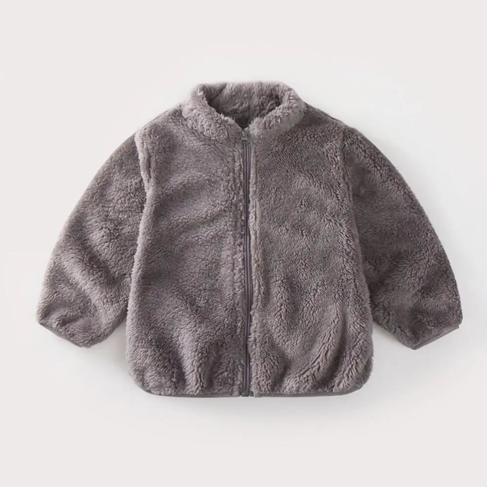 Manteau en peluche de couleur unie pour enfants, automne-hiver, chaud, pour bébés filles et garçons, veste décontractée, pardessus, vêtements pour enfants, vêtements d'extérieur pour tout-petits