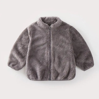 Manteau en peluche de couleur unie pour enfants, automne-hiver, chaud, pour bébés filles et garçons, veste décontractée, pardessus, vêtements pour enfants, vêtements d'extérieur pour tout-petits
