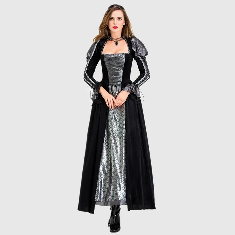 Halloween Jour des Morts Sexy Européen Médiéval Rétro Cour Gothique Reine du Poison Maléfique Vampire Costume Carnaval Fête Diable Sorcière
