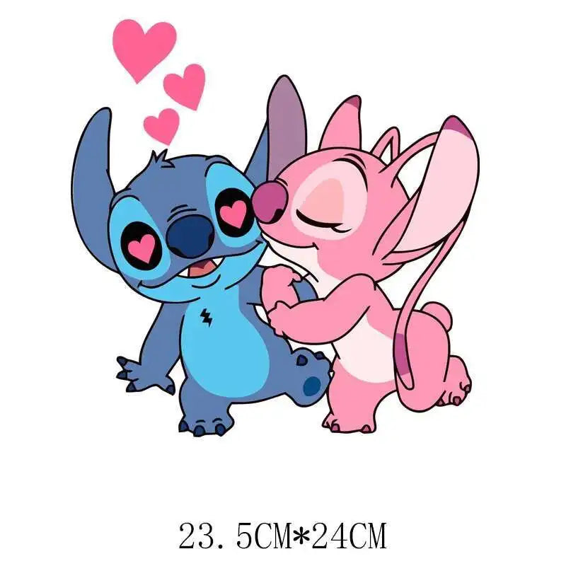 Cute Stitch MINISO Lilo & Stitch Heat Transfer Stickers Iron-on Transfers For Clothing Thermoadhesive Adhesive Patches Kawaii