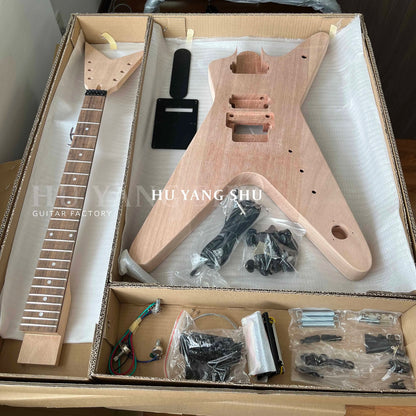 Kit Guitare Électrique DIY - Corps, Manche, Touche, Chevalet en Noyer sur Mesure - Fabriqué en Bois de Noyer - Livraison Gratuite
