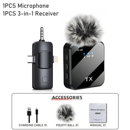 Professional Wireless Lavalier Microphone, ideal for live streaming and recording clear audio without long-distance delay