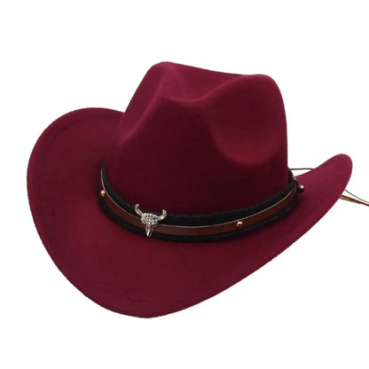 Western Cowboy Hat Jazz Knight Hats For Men Ethnic Style Felt Hats With Bull Shaped Decor Grassland Country Hat Sombrero