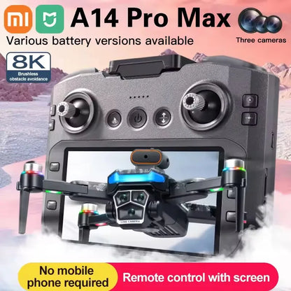 Xiaomi A14 MAX Drone sans brosse 8K trois caméra HD télécommande avec écran flux optique Intelligent pliable quadrirotor