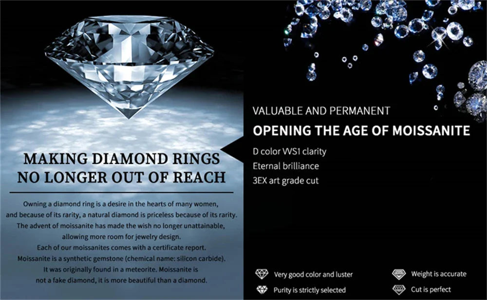0.9CT Moissanite Ring for Women D VVS1 Round Diamond Double Halo Ring Engagement Christmas 925 Sterling Silver Wedding