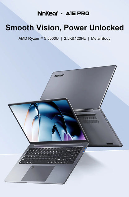 Ninkear A15 Pro Ordinateur portable 16" IPS 2.5K FHD AMD Ryzen5 5500U, 16G DDR4 3200Mhz+512GB, Batterie 54Wh, Windows11 PRO