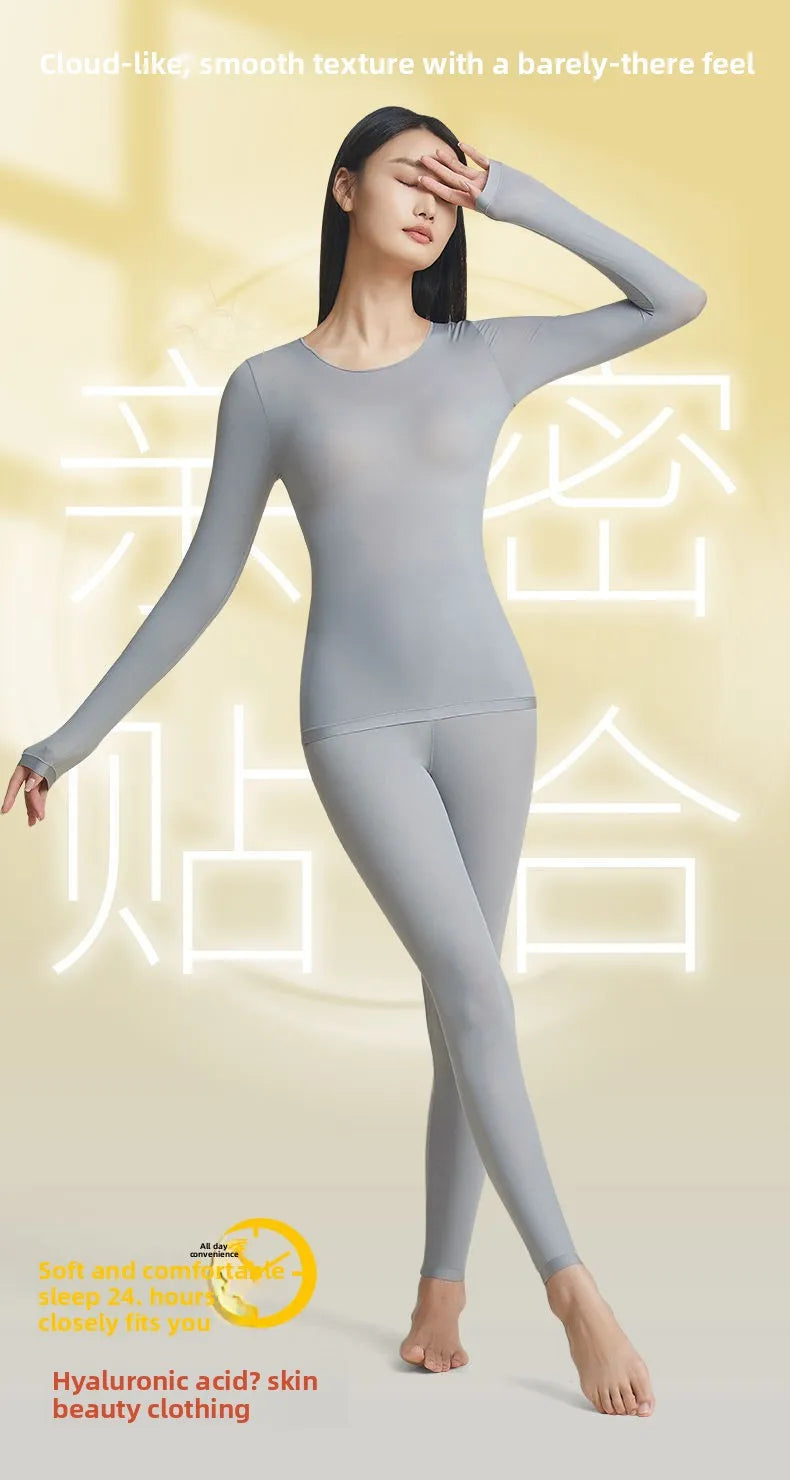 37 Women's Thermal Underwear Base Layer Shirt Skin Beauty Garment Ultra-Light Long Sleeve Thermal Set