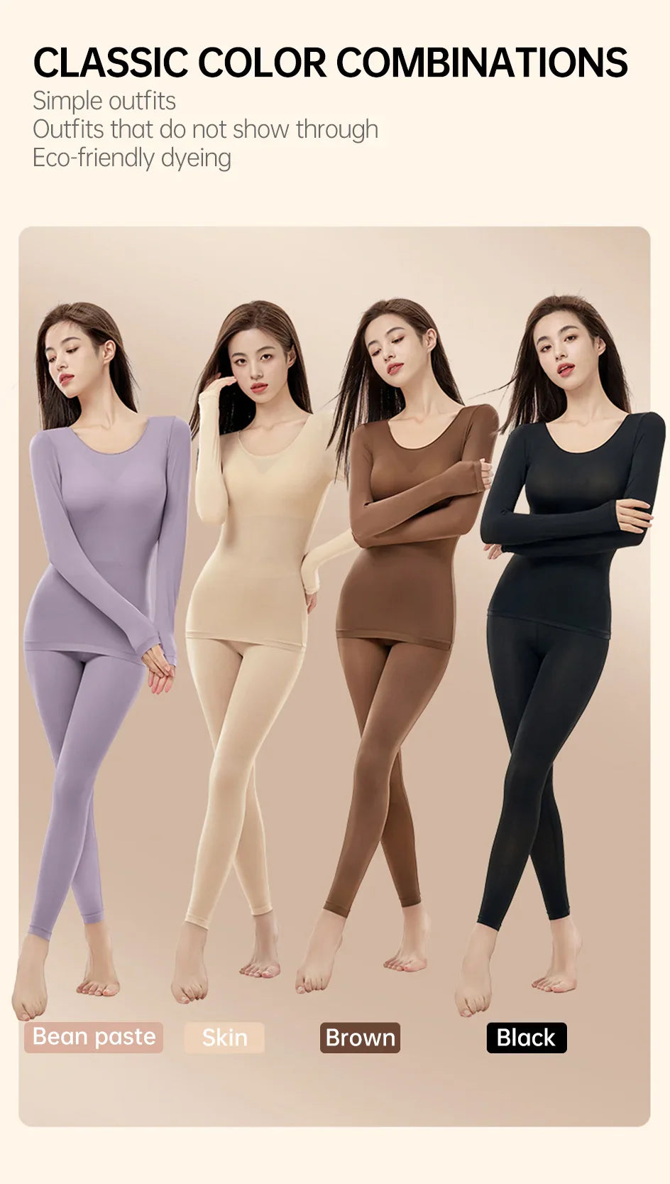POKARLA 1 ensemble de sous-vêtements thermiques chauds intimes Sexy longs Johns femmes en forme de ensembles femme col moyen vêtements de mise en forme thermique