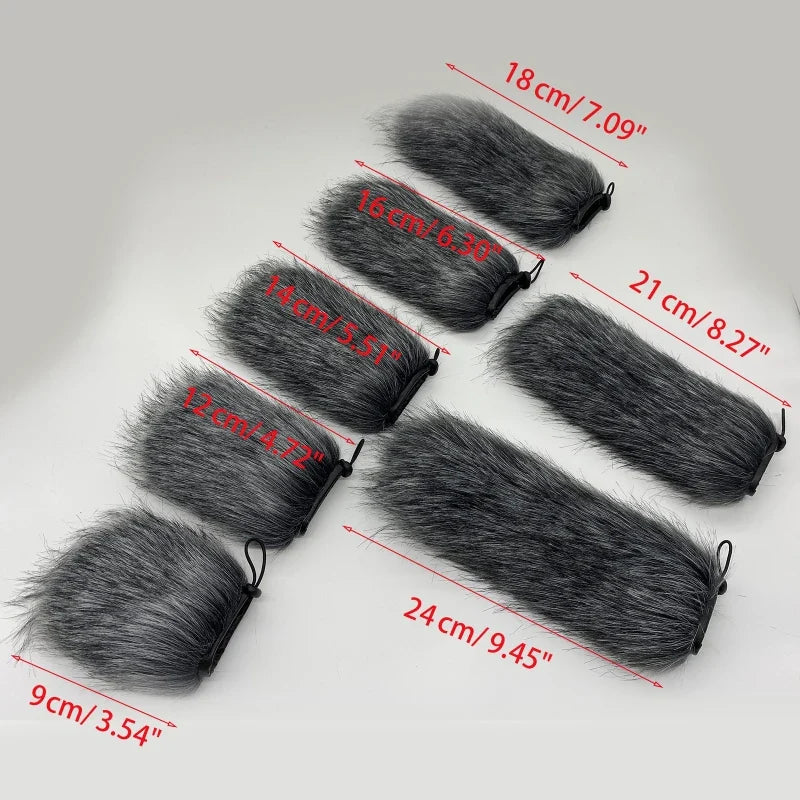 Microphone Windscreen Cover Furry Windscreen Wind Cover Windproof Microphone Sleeve 9-24cm for Interview Microphone