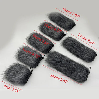 Microphone Windscreen Cover Furry Windscreen Wind Cover Windproof Microphone Sleeve 9-24cm for Interview Microphone