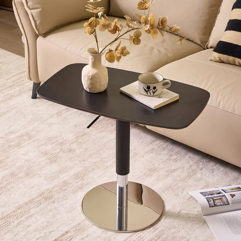 Table d'appoint élévatrice au Design moderne en ardoise de roche, pour lit ou canapé, petit appartement, meubles de salon avec pied en acier inoxydable