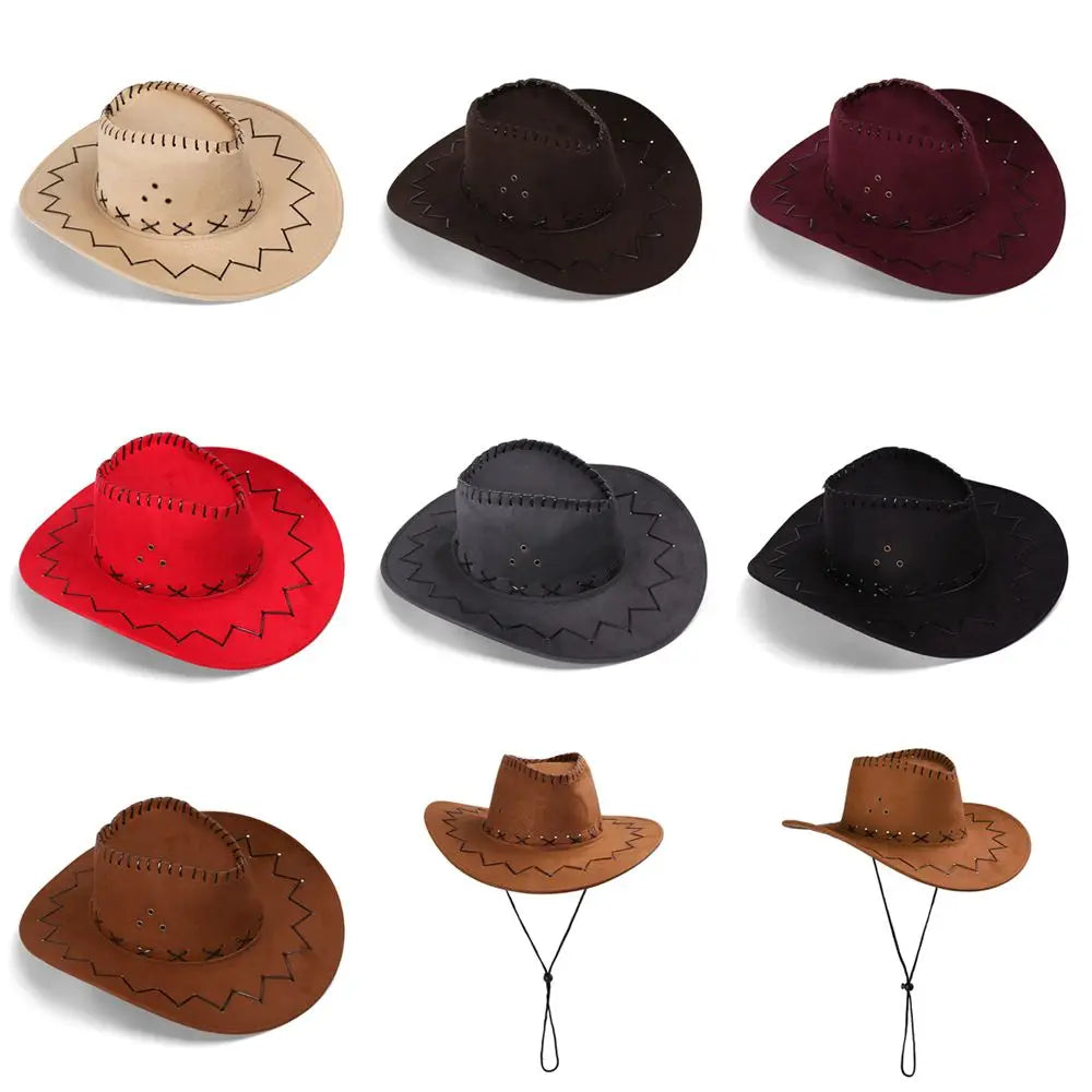 Chapeau de cow-boy en daim Western pour femmes et hommes, casquette unisexe à la mode pour fête costumée