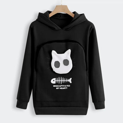 Sweatshirt Cat Lovers Hoodie Kangaroo Dog Pet Paw Pullovers Cuddle Pouch Cat Carrier Sweatshirt Pocket Animal Ear Hooded Plus