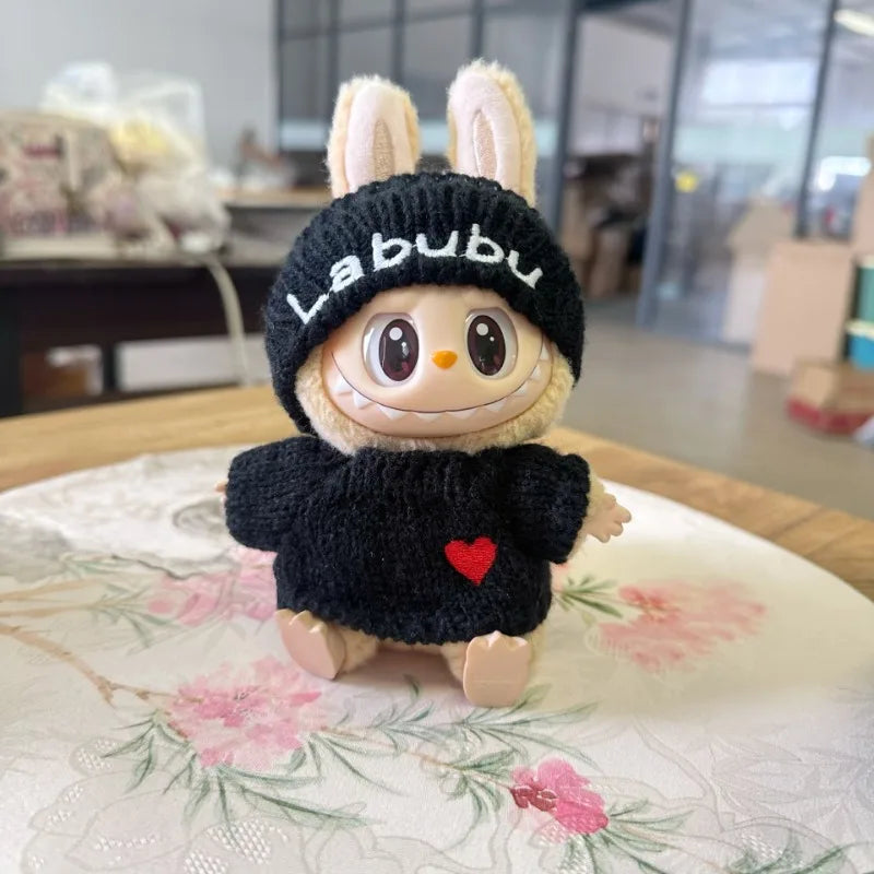 [Clothes only] Second-generation blind box Rabub sitting party doll clothes LABUBU love sweater bear label hat