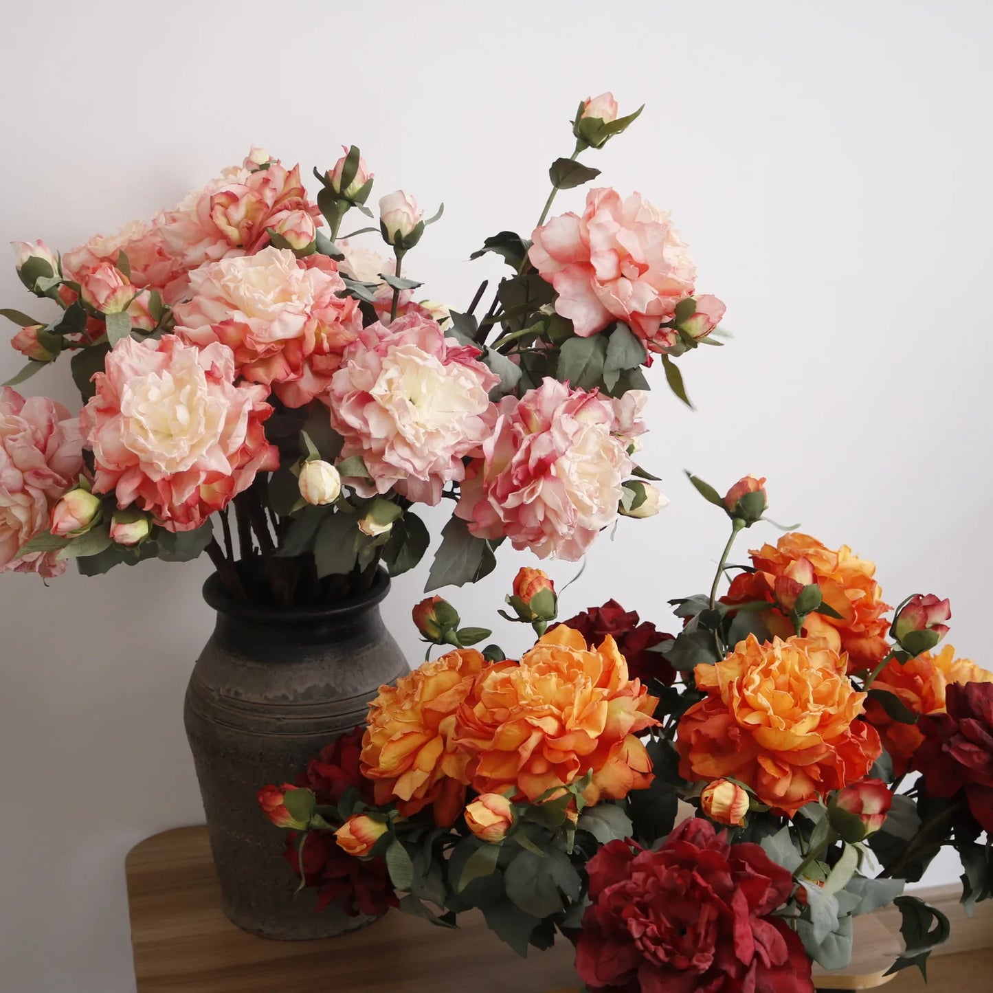 Grand Bouquet de pivoines blanches haut de gamme, fleurs artificielles pour décoration de mariage, de maison, fausses fleurs pour le nouvel an, décorations d'automne