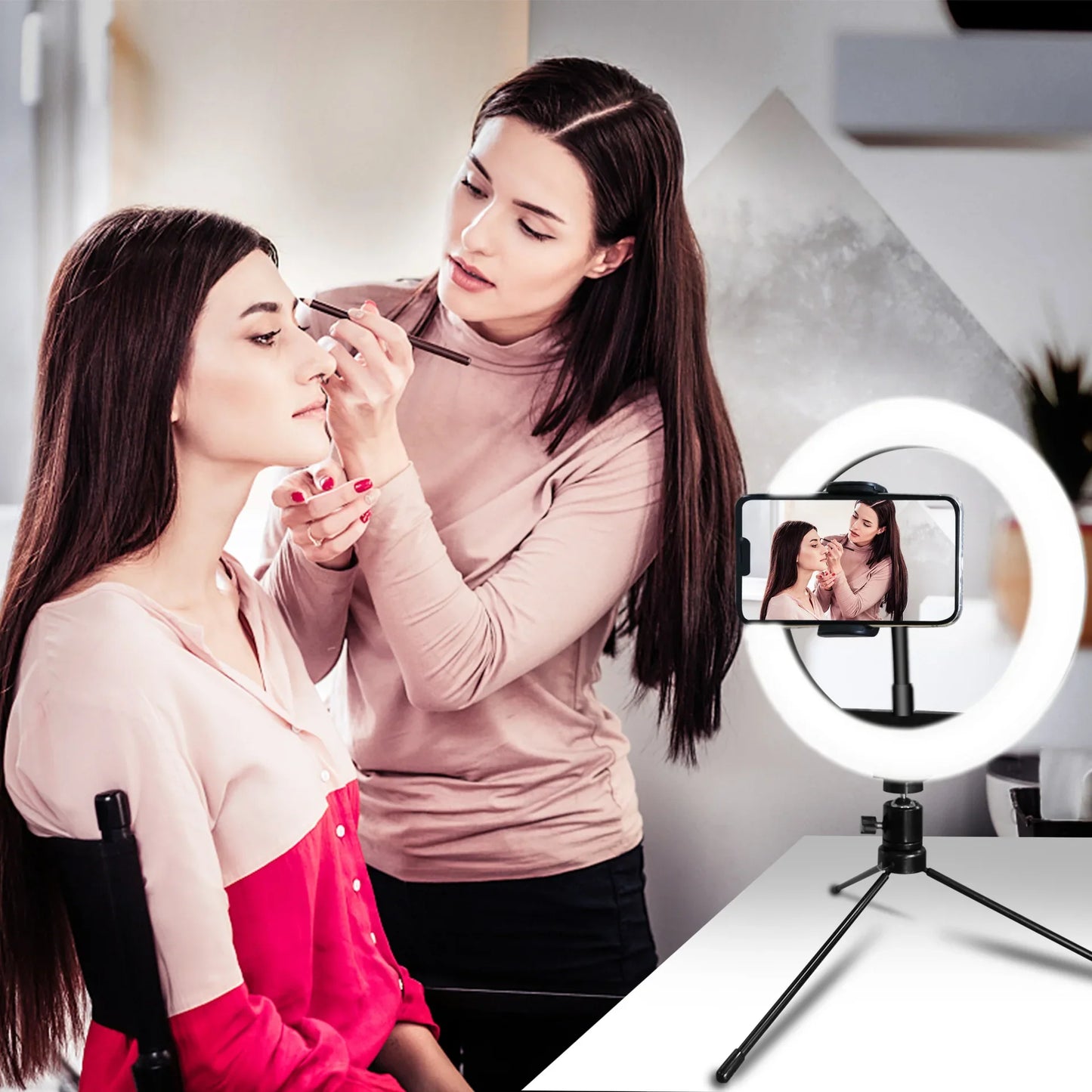 26cm (10") LED Selfie Ring Light, Photography Lighting Kit, USB Charging Lamp with Tripod for Live Video, 120 Beads