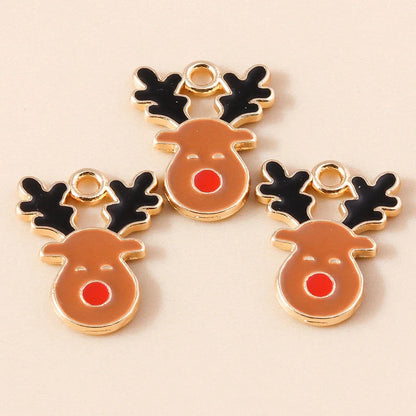 Leslie-Breloques de Noël en émail, arbre flocon de neige, chaussette, cerf, bonhomme de neige, bijoux de bricolage, cadeaux de Noël et du Nouvel An, 10 pièces
