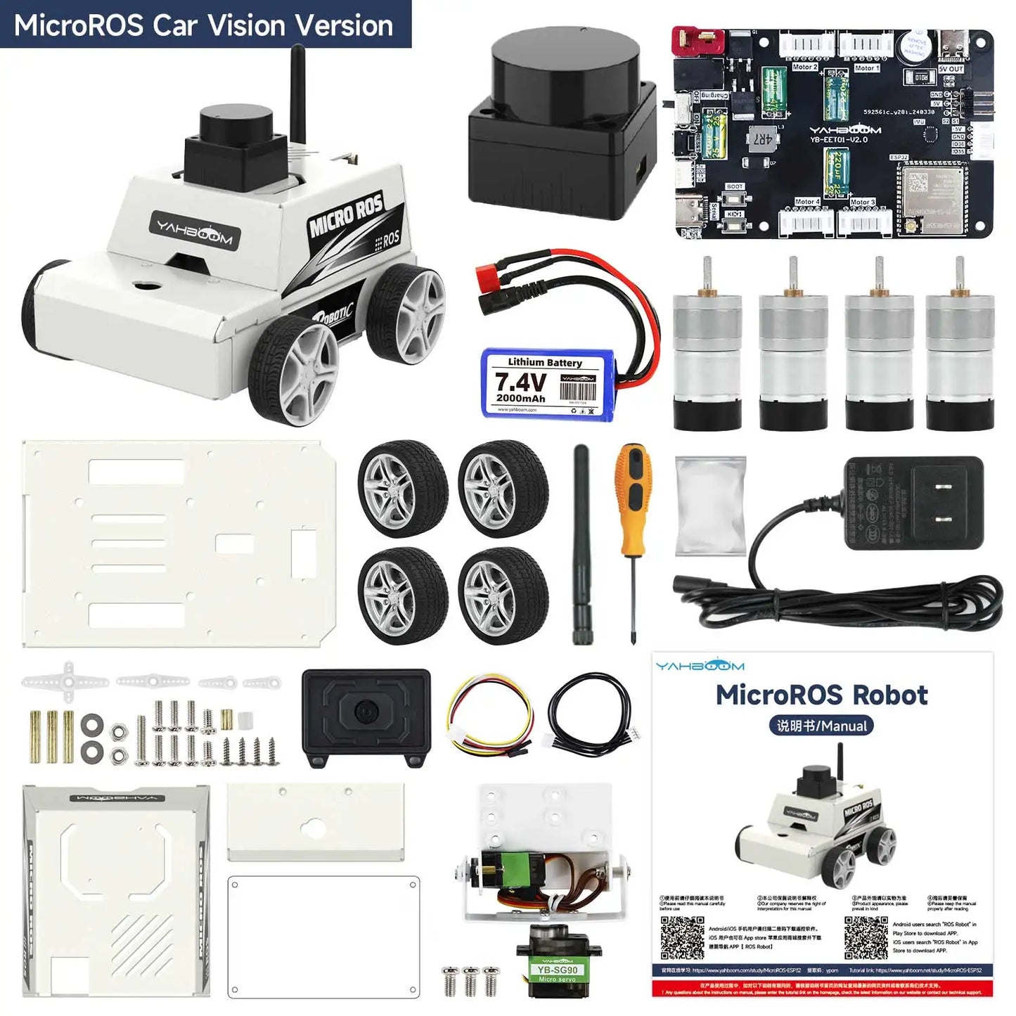 Micro ROS dos Robot Voiture ROS2-Humble PC Machine Virtuelle Système AI Lidar SLAM Cartographie Navigation DIY Kit Électronique