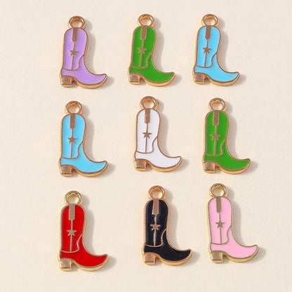 Leslie 10 pièces jolies filles bottes de cowboy et chapeau breloques pendentifs pour la fabrication de bijoux collier boucles d'oreilles bricolage Cowgirl chapeau charme cadeaux