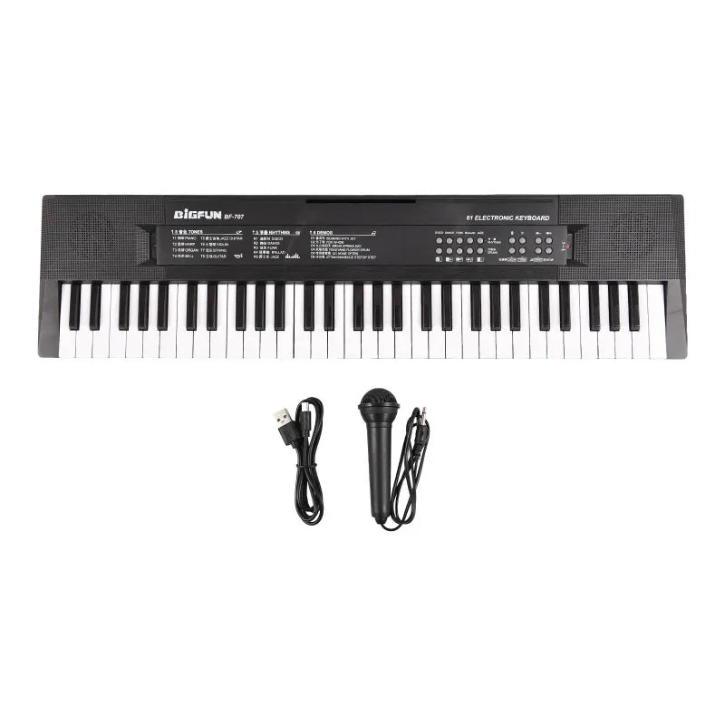 BIGFUN-Clavier électronique à 61 touches pour touristes, piano, haut-parleurs, 8 tons, 5 dangthms, 5 tambours, percussion, tension, 6 démonstration, musique