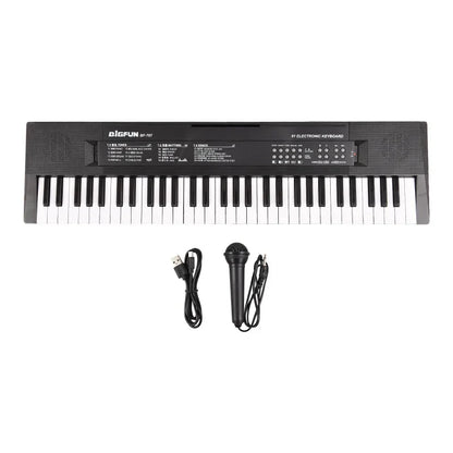 BIGFUN-Clavier électronique à 61 touches pour touristes, piano, haut-parleurs, 8 tons, 5 dangthms, 5 tambours, percussion, tension, 6 démonstration, musique