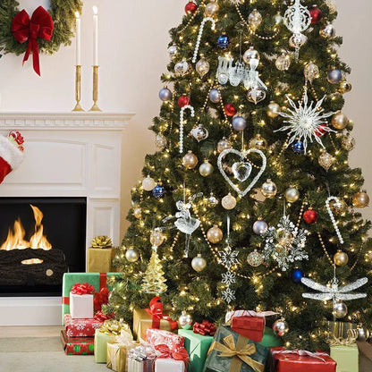 Arbre de noël Transparent flocon de neige suspendus ornements pendentif acrylique 2025 décoration de noël pour la maison cadeaux Navidad nouvel an 2026