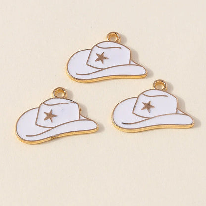 Leslie 10 pièces jolies filles bottes de cowboy et chapeau breloques pendentifs pour la fabrication de bijoux collier boucles d'oreilles bricolage Cowgirl chapeau charme cadeaux