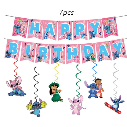 Stitch Party Supplies, Birthday Banner,  Hanging Swirls For Stitch Party Decorations，Stitch birthday party decorations
