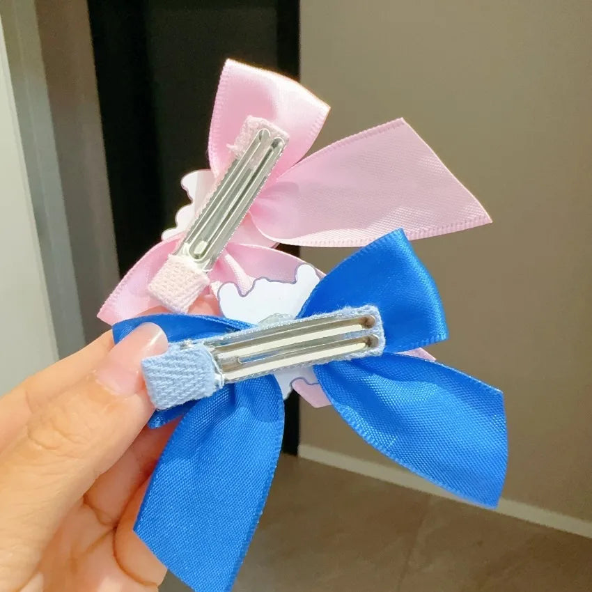 New Stitch Half Pack Fabric Bow Small Hair Clip Cute Cartoon Press Clip Female Children's Hair Accessories Shattered Hair Clip