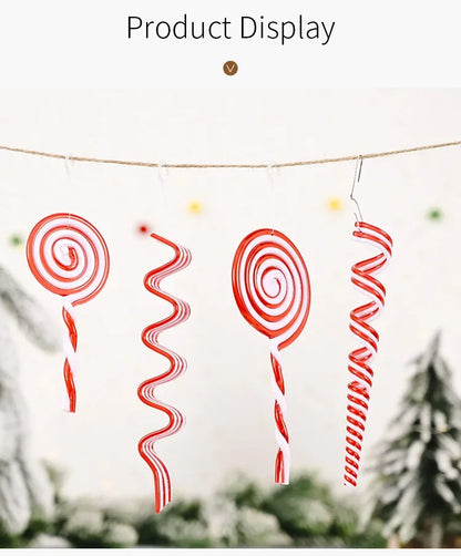 Cannes à bonbons de Noël en acrylique, pendentif béquille torsadé pour arbre de Noël, décorations de Noël pour le Nouvel An, ornements, cadeaux