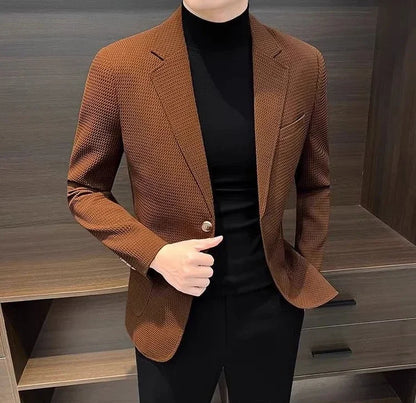 White Brown Jacket For Men Plaid Party Coats Man Suits And Blazers Summer Clothing Casual Menswear Premium Luxury Designer
