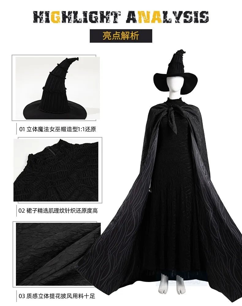 Elphaba Cosplay Costume, Halloween, Christmas, Role Playing, Comic, Customized, Mooyiyi, New 2025 big hat brim is gorgeous
