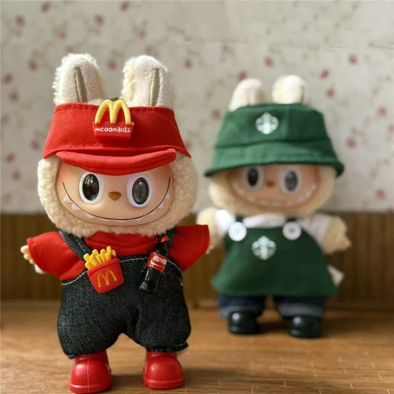 Tenue de travail Vêtements pour poupée Labubu Mode Café Fast-food Frites Hamburgers Tenue Vêtements Accessoires Cosplay