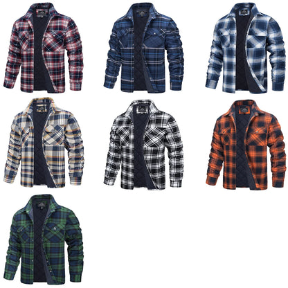 TACVASEN Veste d'hiver en coton à carreaux pour homme, manches longues, matelassée, doublée, en flanelle, multi-poches, vêtements d'extérieur, manteaux de randonnée
