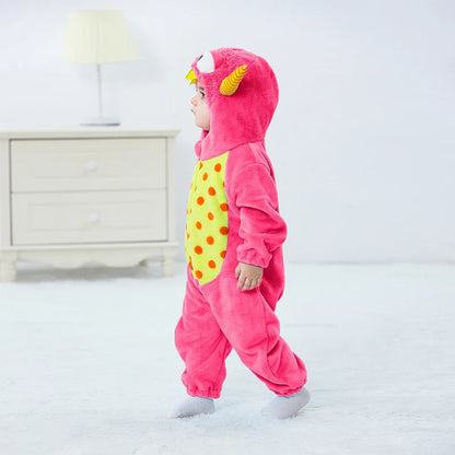 Adorable Infant Dinosaur Costume Cozy Fleece Hooded Romper Halloween  Toddler Jumpsuit for Winter Warmth