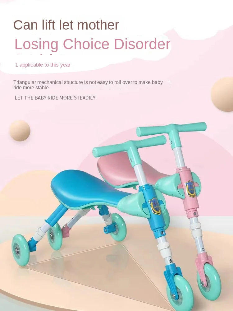 New liftable children's folding large mantis car three-wheeled scooter baby walker 1-6 years old yo-yo car