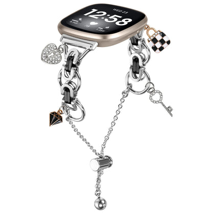 Metal Bracelet Charm Strap Compatible with  Fitbit Versa 3/Versa 4 Fashion Watches Decorations for Fitbit Sense/sense 2