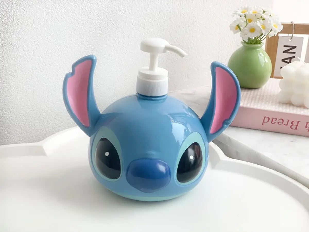 Stitch Sitting Position Lotion Bottle Refillable Pump Container for Shampoo Body Wash Cute Cartoon Travel Dispenser Bathroom Use